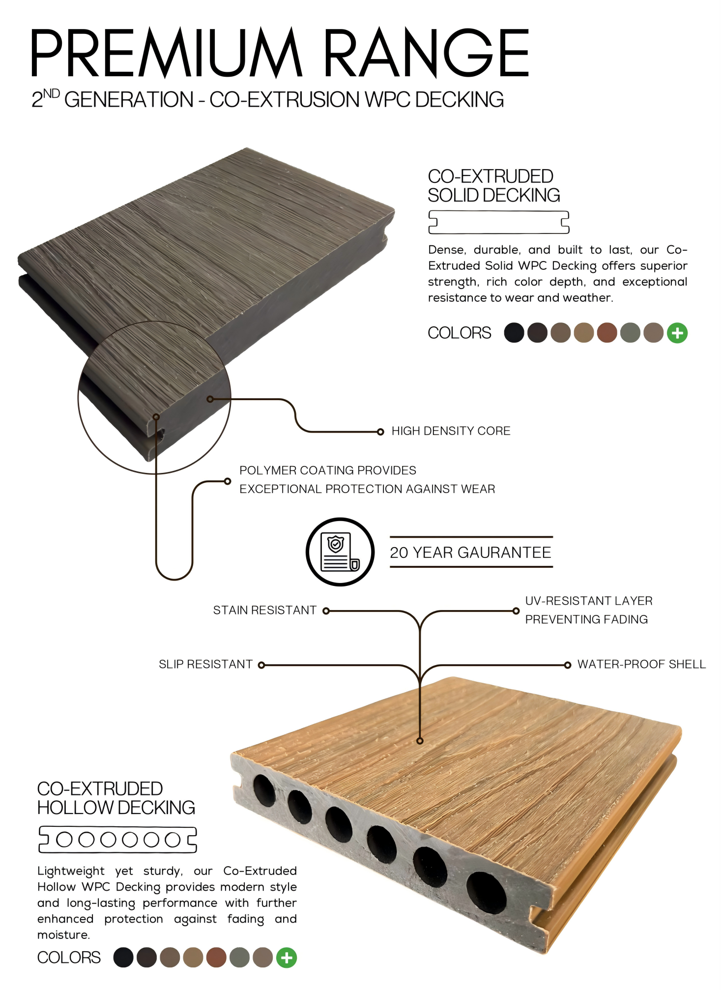 premium 3d wood grain co extruded wpc decking ultra shield